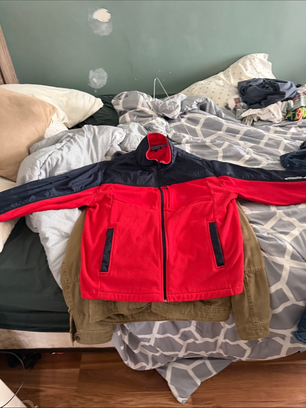 Nautica Red and Navy Colorblock Performance Jacket